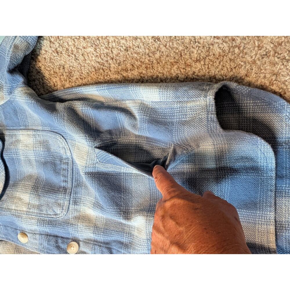 BDG Urban Outfitters Jacket Womens Small Blue Plaid Hooded Shacket Flannel - Picture 5 of 11